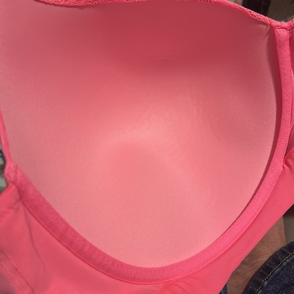 Cacique Lightly Lined Balconette Mesh Lace Overlay Underwire Pink Bra 44i ( 6D ) - Picture 13 of 16